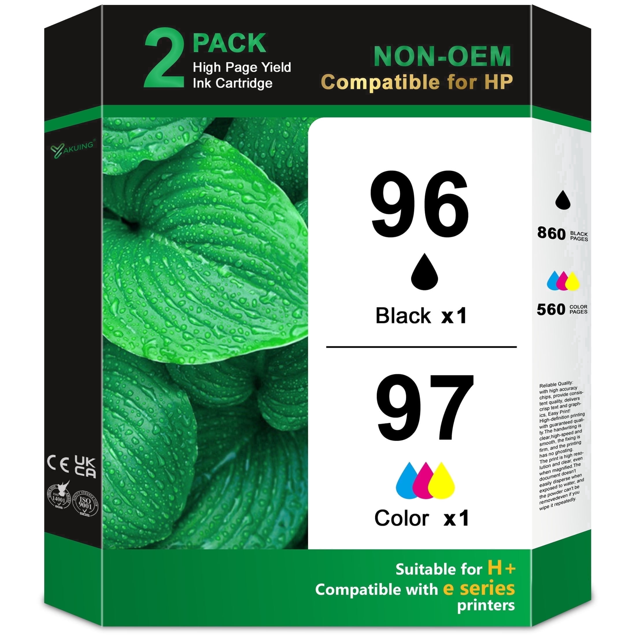 96 97 Ink Cartridges Compatible for 96 and 97 Ink Cartridge Work with Officejet 7210 7210v Deskjet 5740 5740xi Photosmart 2605 2608 Printers (1 Black /1 Tri-Color)