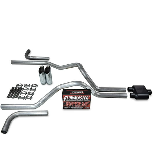 96-99 Chevy GMC 1500 2.5" Dual Exhaust Flowmaster Super 10 Side Exit Slash Tip