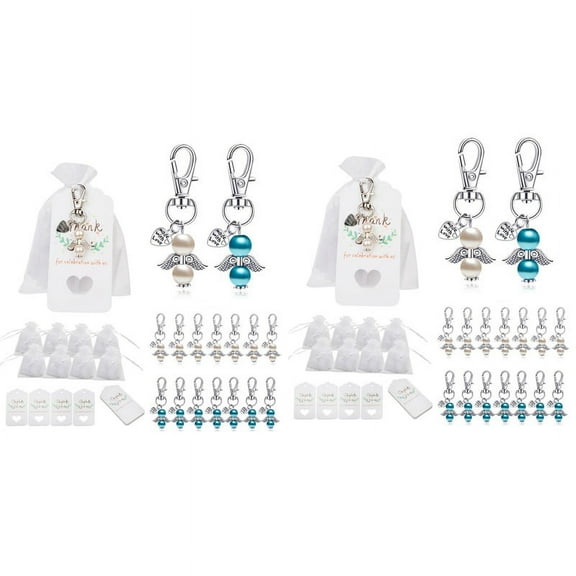 96 Baptism Sets Favor Souvenir Favors Guardian Wedding Angels + Organza Bags Gift Pendants