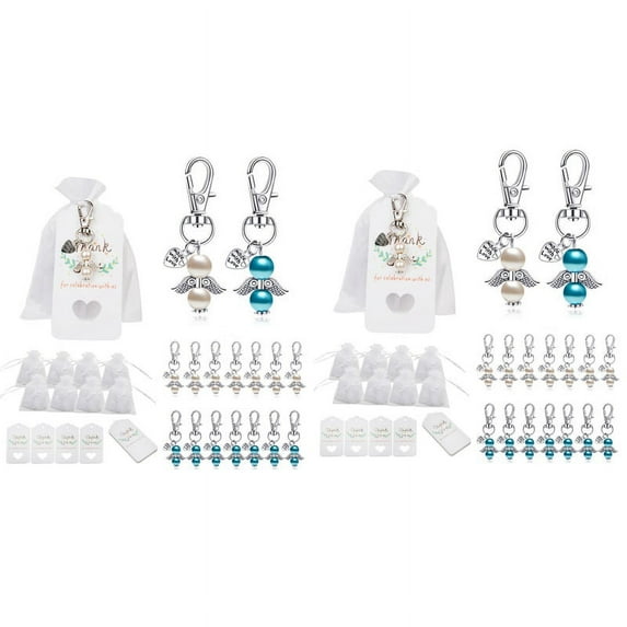96 Baptism Sets Favor Souvenir Favors Guardian Wedding Angels + Organza Bags Gift Pendants