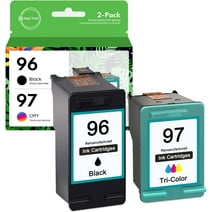 96 Black & 97 Tri-Color Ink Cartridge - 2 Pack Replacement for HP 7310 7210 7410 9800 6988 8050 8150 Printer