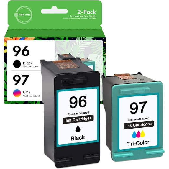 96 Black & 97 Tri-Color Ink Cartridge Compatible for HP 96/97XL for Officejet 7310 7210 7410, Deskjet 9800 6988, PhotoSmart 8050 8150 Printer