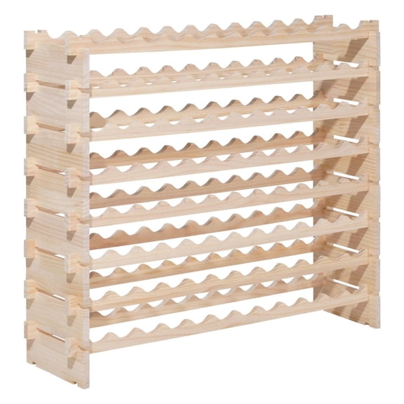 96 Bottle Wine Rack, 8-Tier Stackable Wine Holder, Solid Wood Freestanding Wine Storage for Pinot Noir, Kitchen, Cellar, Bar - Natural Pine