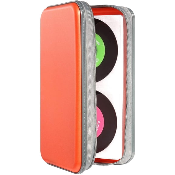96 Capacity CD Case,Portable DVD Hard Plastic Case Holder CD Organizer Wallet Protective DVD Storage (96, Orange)