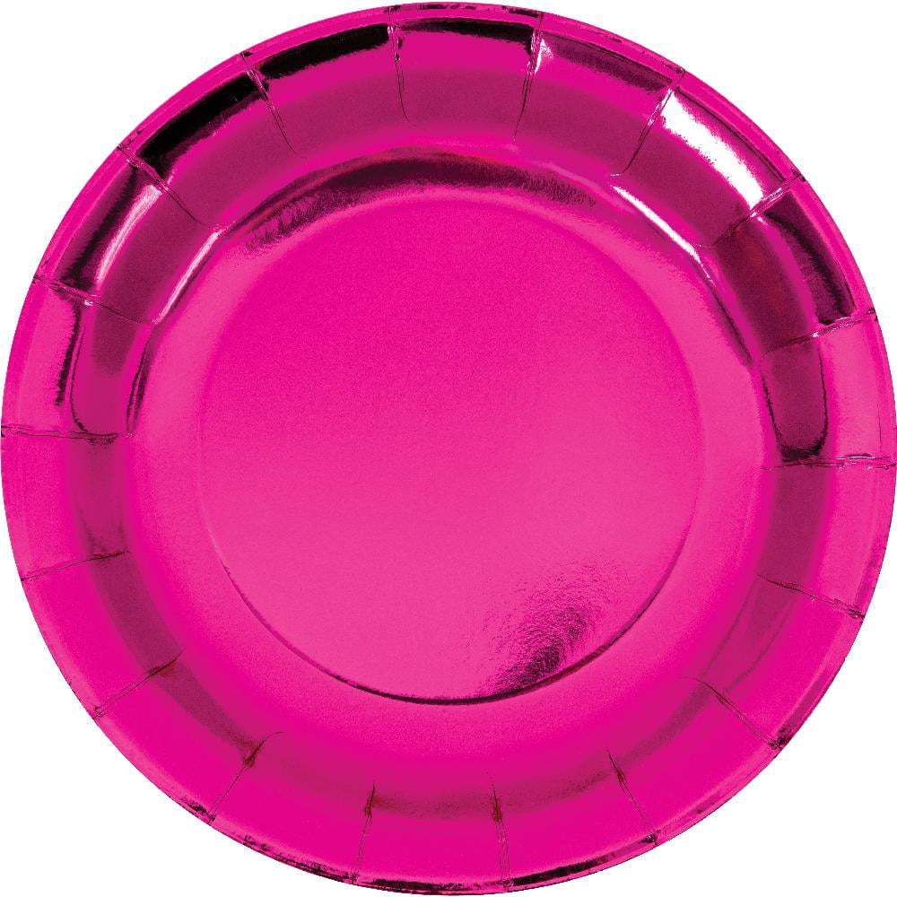 96/Case Bulk Pink Paper Dinner Plate, Foil