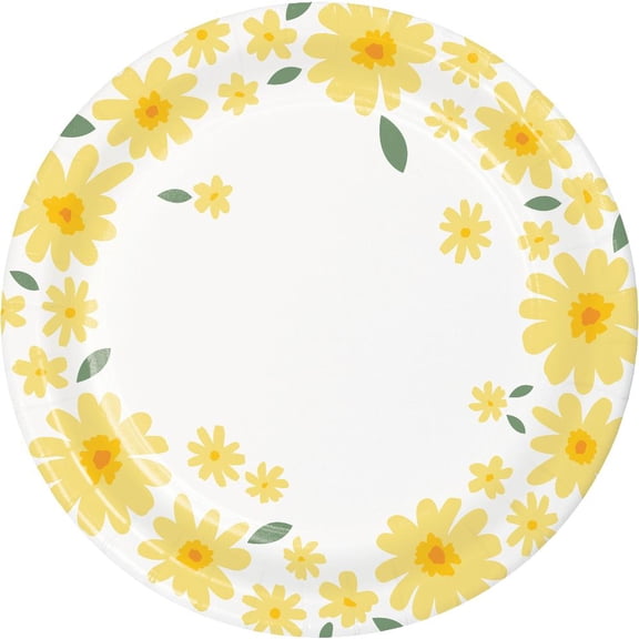 96/Case Bulk Sweet Daisy Paper Dessert Plate