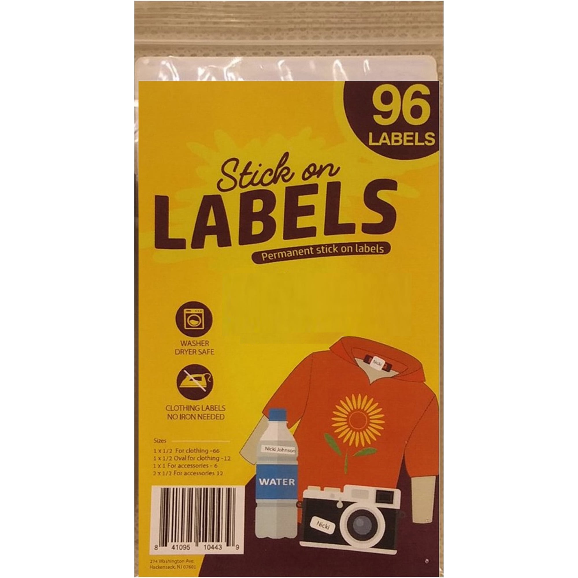 96 Clothing Labels Self-Stick No-Iron Write-On, Writable Fabric Labels ...
