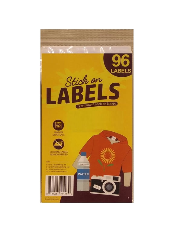 96 Washable Clothes Name Tags, Writable Fabric Labels, Self-Stick, No-Iron, Washer & Dryer Safe, Ideal for School