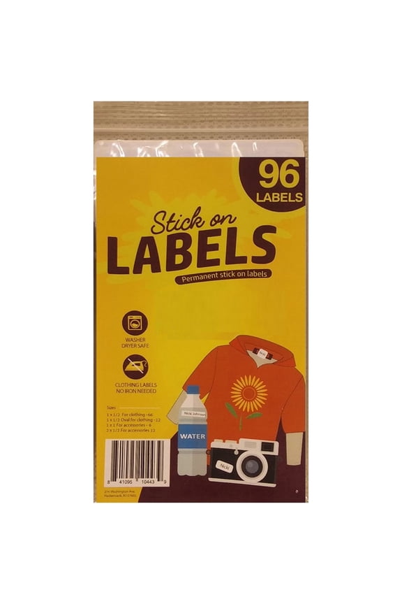 96 Washable Clothes Name Tags, Writable Fabric Labels, Self-Stick, No-Iron, Washer & Dryer Safe, Ideal for School
