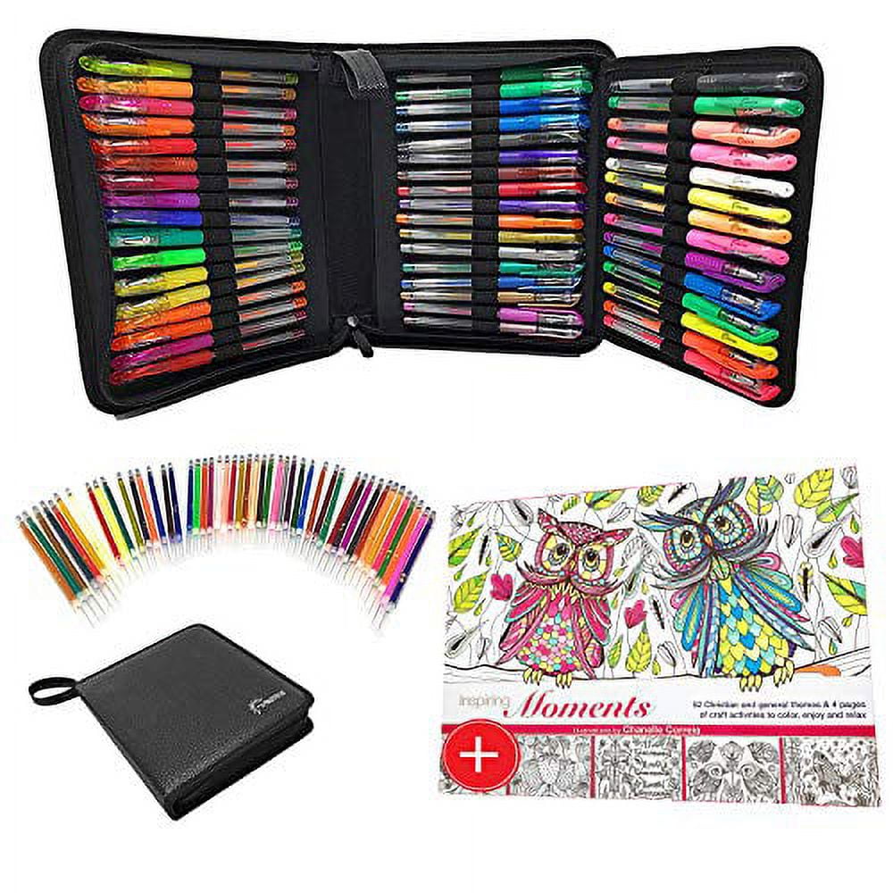 ColorIt Gel Pens for Adult Coloring Books - Premium Ink Gel Pens Set with Case Includes 48 Artist Quality Coloring Pens 24 Glitter