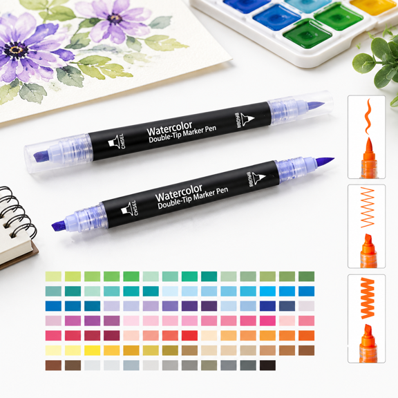 96-Color Dual-Tip Marker Set with Chisel and Brush Tips for Art, Sketching, and Calligraphy