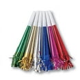 Creative Converting 12 Count Fringed Foil Party Horns - Multicolor Noisemakers For Celebrations