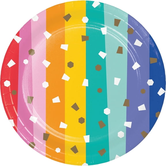 96/Case Bulk Birthday Confetti 6.75 Inch Dessert Plate