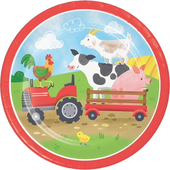 96/Case Bulk Farm Animals 6.75 Inch Dessert Plate