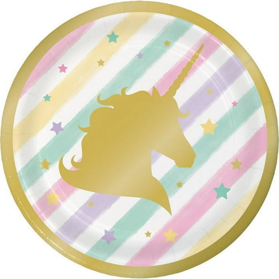 96 Count Bulk Pack Sparkle Unicorn Dessert Plates