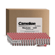 96 Count pack AAA - Camelion Brand High Performance Premium Long Lasting 1.5V Leakproof Alkaline Batteries, 10 Year Shelf Life, Non-Rechargeable