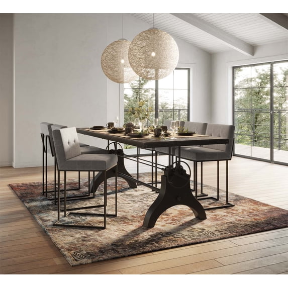 96" Crank Height Adjustable Rectangle Dining and Conference Table, Black