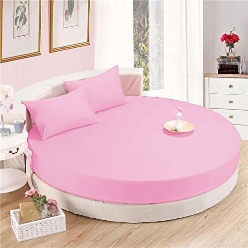 96" Diameter, Elegant 4-Piece Round Bed Sheet Set - 600 TC Pima Cotton, Perfect Fit & Comfort (19" - 24") Deep Pocket, Round Bed Sheet Set 96" Diameter, Solid (Pink)