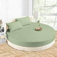 thumbnail image 1 of 96" Diameter, Elegant 4-Piece Round Bed Sheet Set - 600 TC Pima Cotton, Perfect Fit & Comfort (9" - 12") Deep Pocket, Round Bed Sheet Set 96" Diameter, Solid (Moss), 1 of 5