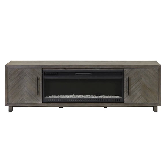 96" Fireplace Console Entertainment Fully Assembled Gray