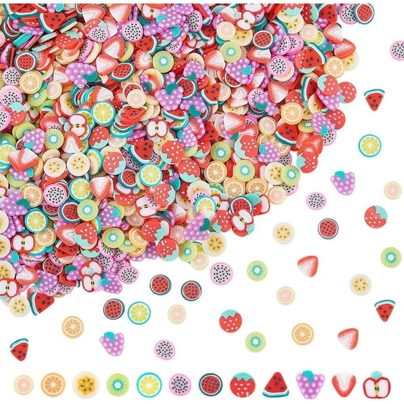 96 G 12 Styles Nail Art Fruit Slices Clay Fruit Charm Bulk No Hole Strawberry Lemon Banana Watermelon Sprinkle Filler Decorations for Scrapbook Embellishments Phone Case Nail Arts DIY Crafts making