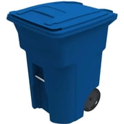 96 Gallon Heavy Duty Trash Can with Wheels, Rolling Garbage Bin with Lid, Large Durable Outdoor Waste & Recycling Container, Blue