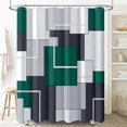 thumbnail image 1 of 96 Inch Extra Long Shower Curtain, 72x96 Geometric Waterproof Fabric Shower Curtain Set with Plastic Hook, Extra Tall Spa Decorative Luxury Modern Cloth Shower Curtain for Bathroom, Emerald Green, 1 of 6