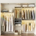 thumbnail image 1 of 96 Inch Hanging Closet System, 8 FT Closet Organizer System with Hanging Rod, Walk In Mounted Closet System, Built-In Clothes Garment Rack with 3 Shelving Towers(Can Be Cut To Fit), Gray, 1 of 7