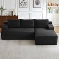 thumbnail image 1 of 96 Inch Modular Sectional Couches for Living Room, Modern Boneless Sofa, Upholstered Deep Seat Cloud Couch, Corduroy Comfy L-Shape Sofas Couches, No Assembly Required, Black (Right Facing Chaise), 1 of 7