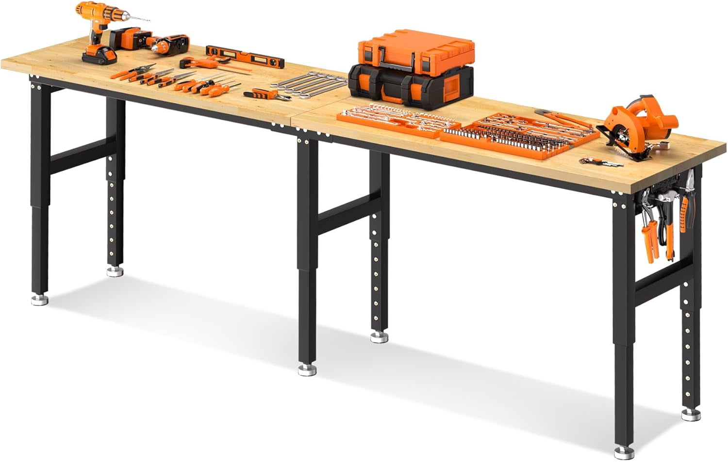 Changeable Tabletop Workbench 96 Inches Workbench, Rubber Wood Tabletop Work Table, 5500 LBS Heavy ...