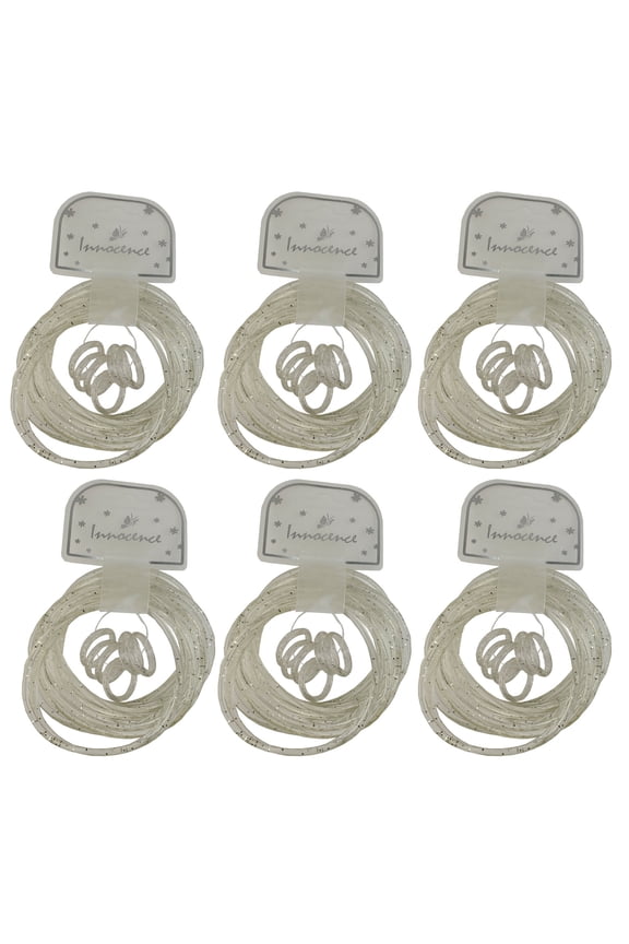 96 Jelly Rubber Bangle Bracelet for Girls Assorted Color with 36 Jelly Rings (Clear w/Glitter)