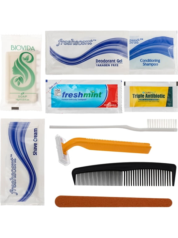 96 Kits - Bulk Case of Wholesale Deluxe 11 Piece Hygiene & Toiletry Kit for Men, Women, Travel, Charity