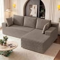 thumbnail image 1 of 96" L-Shape Modular Cloud Couch, 3-Seater Deep Seat Corduroy Sectional Sofa, Camel, 1 of 8