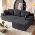 thumbnail image 1 of 96" L-Shape Modular Cloud Couch, 3-Seater Deep Seat Corduroy Sectional Sofa, Dark Gray, 1 of 8
