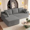 thumbnail image 1 of 96" L-Shape Modular Cloud Couch, 3-Seater Deep Seat Corduroy Sectional Sofa, Light Gray, 1 of 8