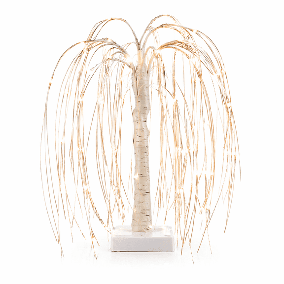 96 LED Lighted Willow Tree, 20Inch Tabletop White Tree with Warm Fiber Optic Glow, Elegant Home & Bedroom Decoration, Wedding and Party Lights, Best Gift for Home Decor Lovers