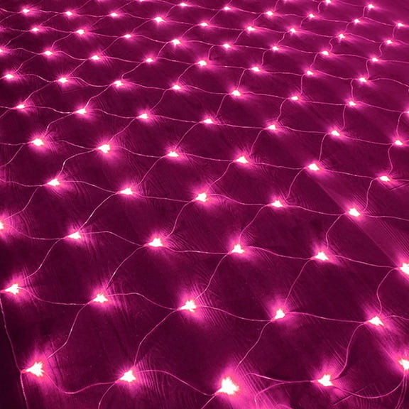 96 LED Pink Net Lights, 4.9x 4.9 ft Connectable Halloween  Outdoor String Mesh Lights with 8 Lighting Modes, Waterproof Fairy Lights Plug in for Xmas Tree Holiday Party Valentine's Day Decoration