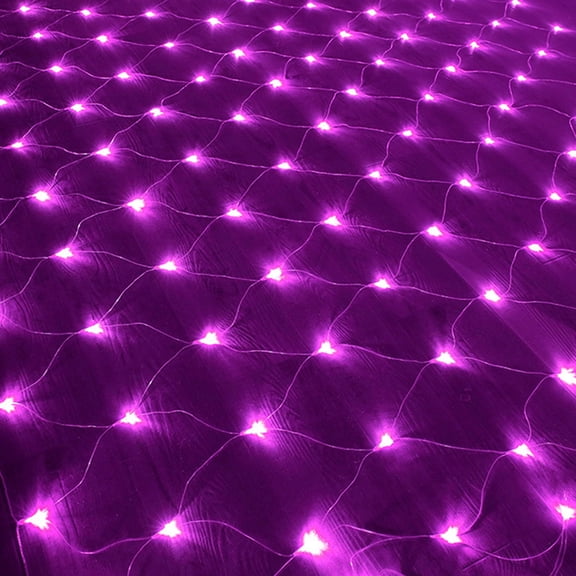 96 LED Purple Net Lights, 4.9x 4.9 ft Connectable Halloween  Outdoor String Mesh Lights with 8 Lighting Modes, Waterproof Fairy Lights Plug in for Xmas Tree Holiday Party Garden Decoration
