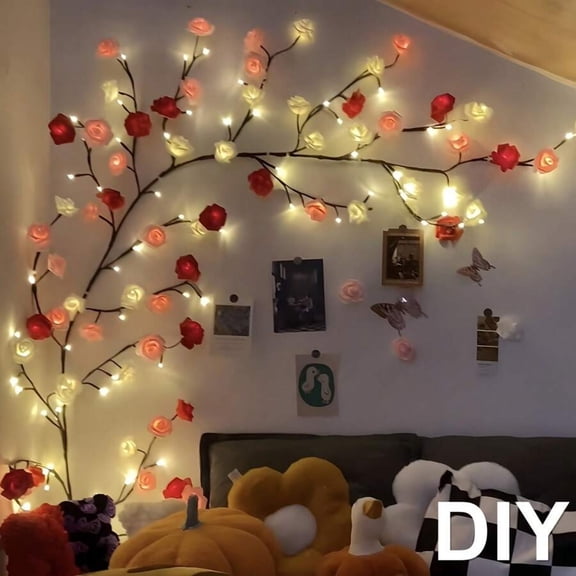 96 LED Rose Vine Lights - USB Powered with Remote Control, 8 Lighting Modes, Romantic Decor for Valentine's Day/Christmas, DIY Gift for Living Room, Bedroom, Outdoor & Car