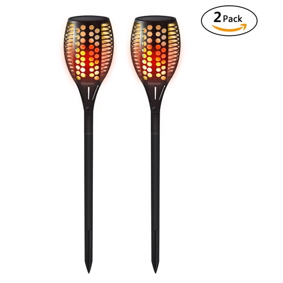 96 LED Solar-Powered Flame-Like Outdoor Pathway Lights (2 Pack)