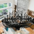 thumbnail image 1 of 96-Light Extra Large Farmhouse Chandelier, Black Adjustable Candle-Style Hanging Light for High Ceiling Entryway, Dining Room, Hallway, Living Room, 1 of 8