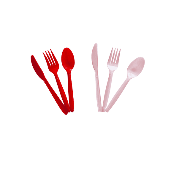 (96 PC) Red and Pink Plastic Utensils, Durable Cutlery Set, Valentines Day Galentines Day Class Parties Everyday Use Heavy Duty Tableware Forks Spoons Knives