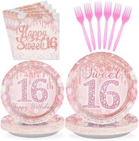 96 PCS 16th Birthday Party Decorations Rose Gold Sweet 16 Years Old ...