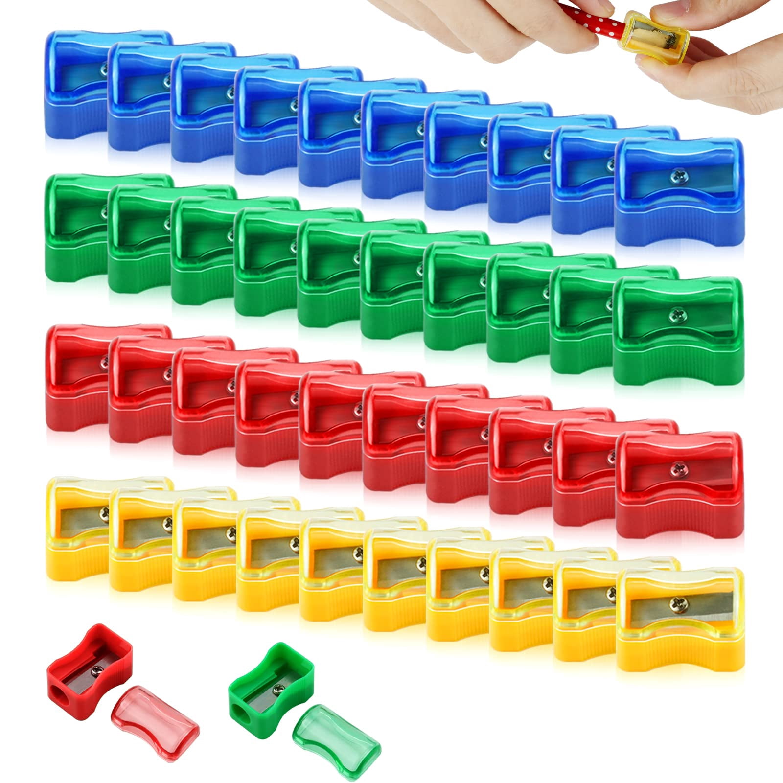 96 PCS Bright Colored Plastic Pencil Sharpeners Bulk Pack for Classroom ...
