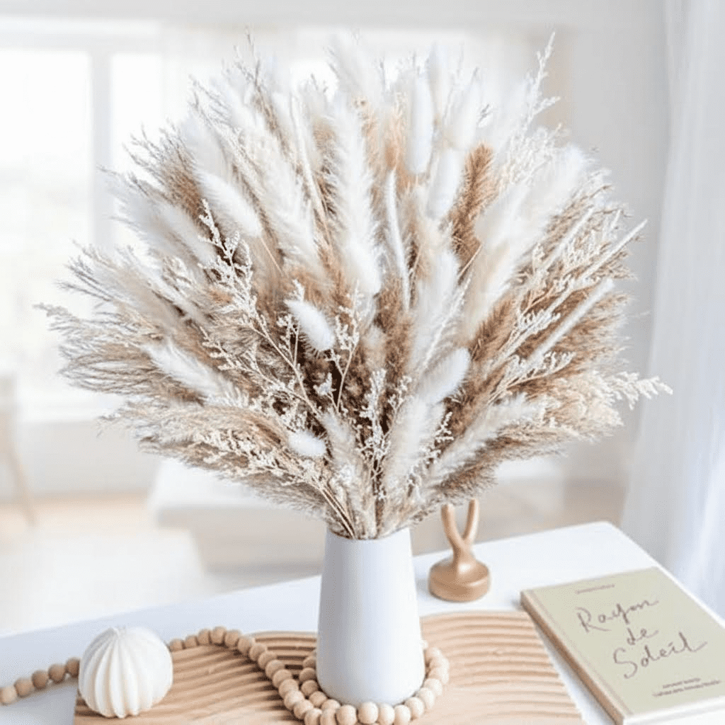 96 PCS Natural Dried Pampas Grass Bouquet, Boho Wedding Floral Arrangements and Home Decor, Dried Flowers for Vase Fillers and Rustic Home Decorations