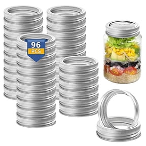 96 PCS Regular Mouth Canning Rings - Split-Type Seals,Reusable Leakproof Bands for Small Mason Jars