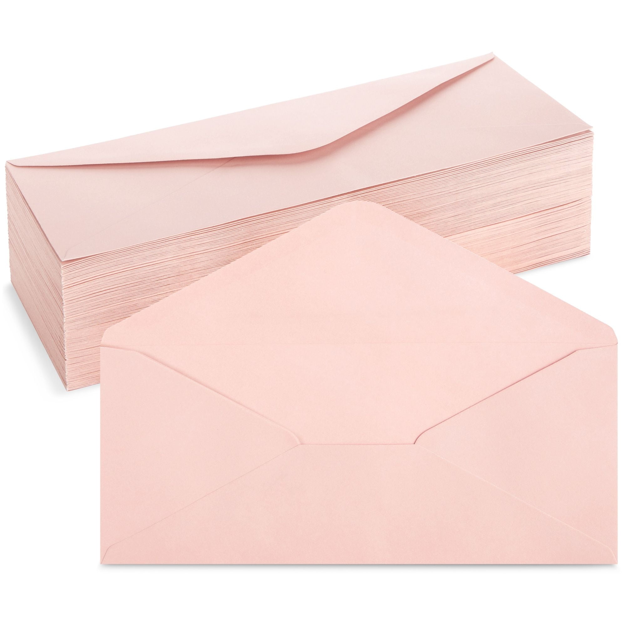 96Pack 10 Blush Pink Envelopes Bulk with Gummed Seal and VFlap for