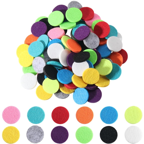 96 Pack 12 Color Essential Oil Pads Essential Oil Diffuser Round Pads 0.89 Inch Colorful Assorted Perfume Refill Locket Fibre Accessories