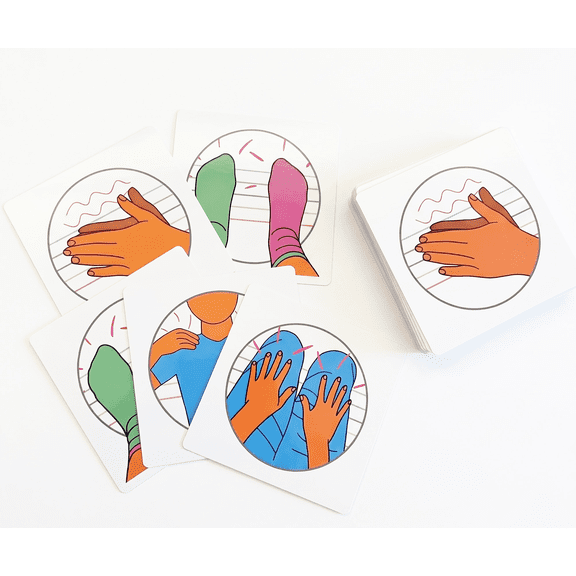 96-Pack Body Percussion Cards, Laminated 6-Inch Square, 24 Movement Designs for Beginners, Music practice, Group Activities