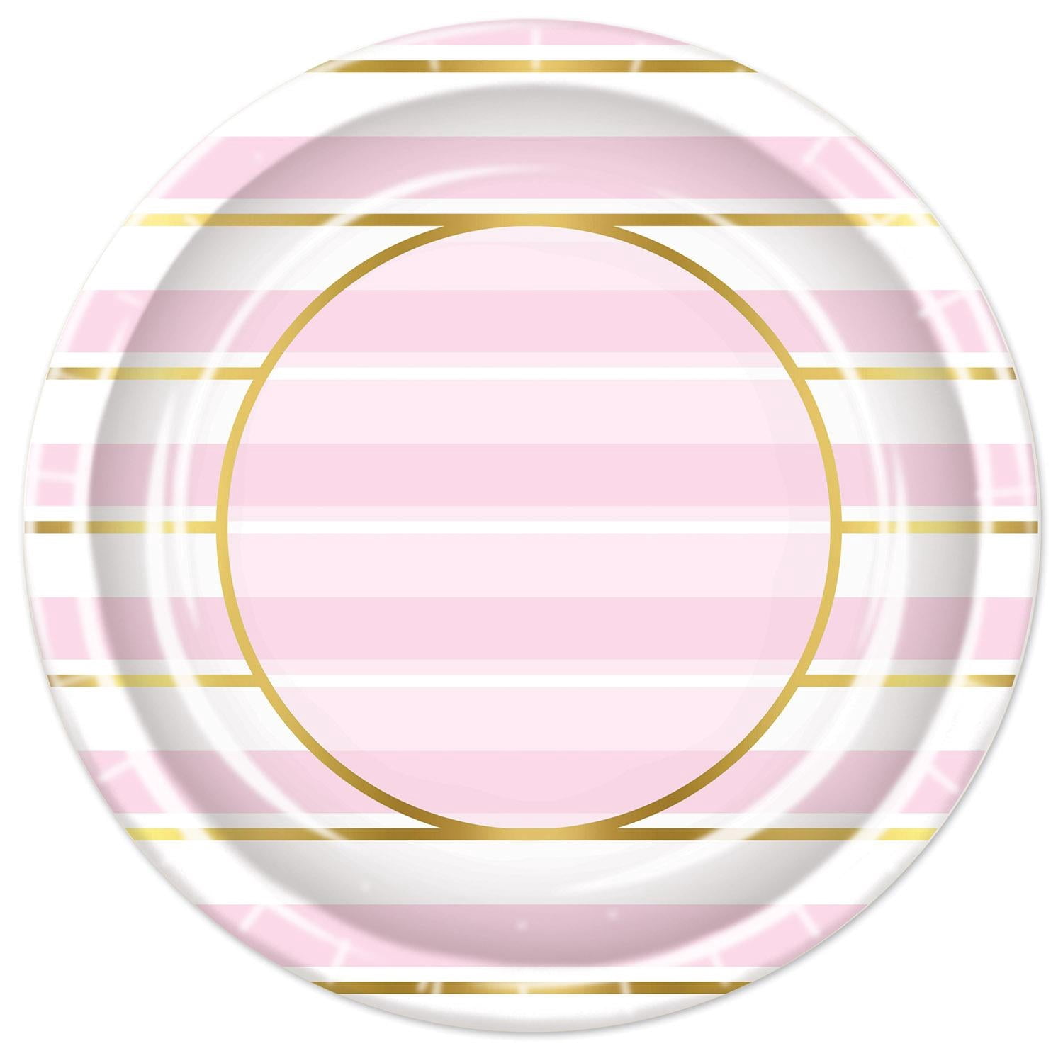 96 Pack Bulk Pink Striped Paper Plates 9 inch